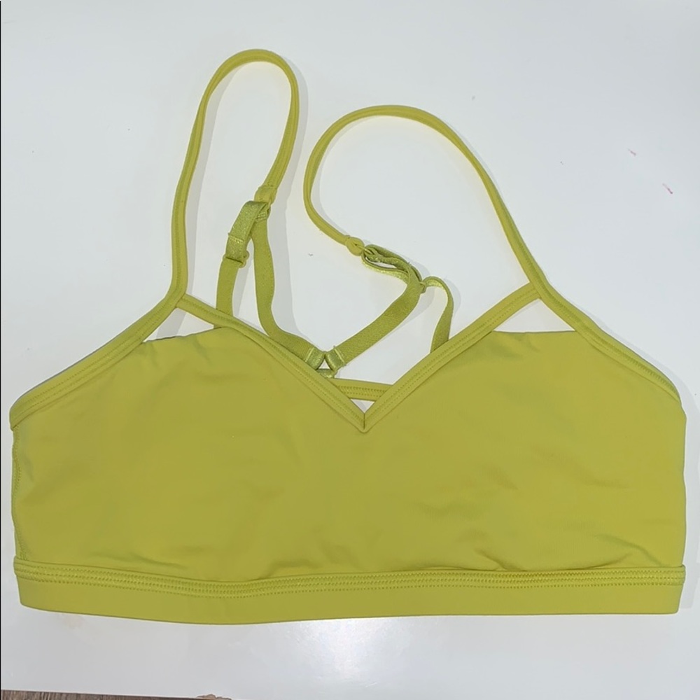 Lululemon chartreuse open back sports bra